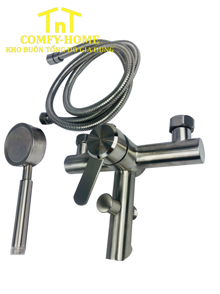 Bộ Vòi Sen Tắm Nóng Lạnh Inox Mờ Trụ Tròn RA 3001