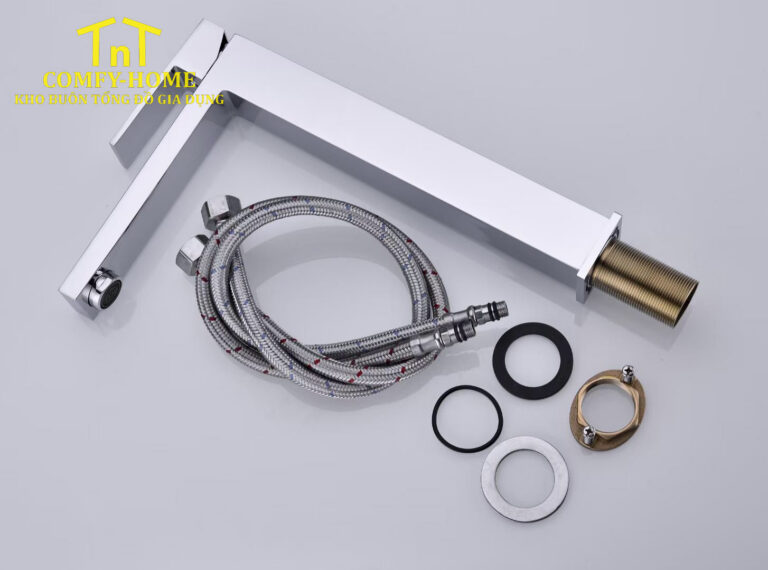 Vòi Lavabo Nóng Lạnh Chrome Vuông Cao Cấp (Dáng Cao/Dáng Thấp)