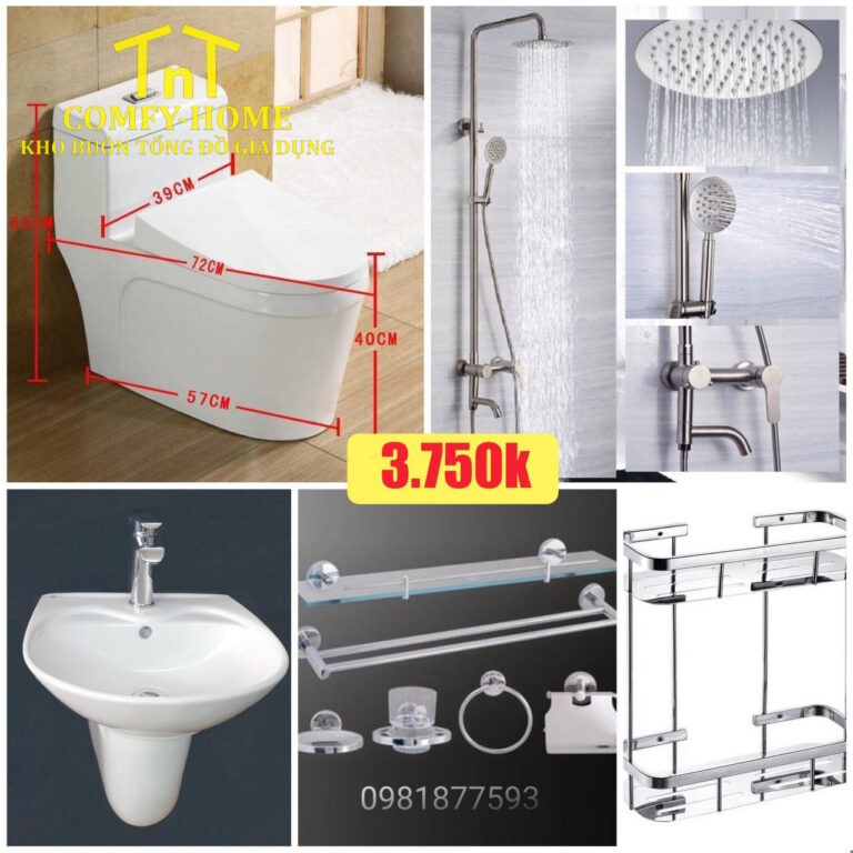 Combo Thiết Bị Vệ Sinh Tiết Kiệm - Trọn Bộ 6 Món Hiện Đại Cho Gia Đình.