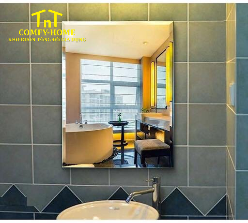 Gương Phòng Tắm Hình Chữ Nhật Bo Góc Cao Cấp – Kiểu Dáng Hiện Đại, Phôi Gương Bỉ Chống Ố
